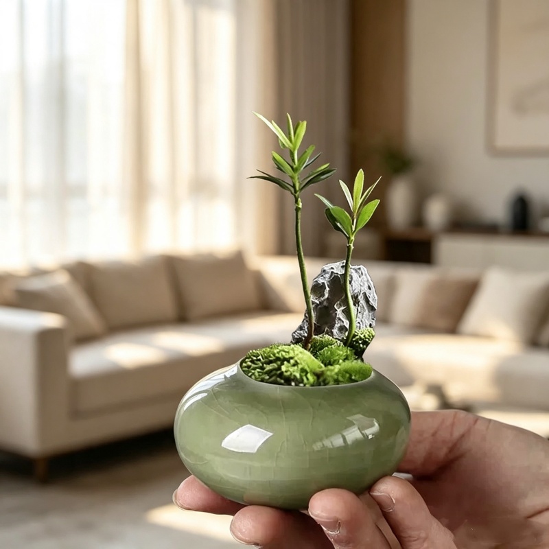 Mini Ice Crack Glazed Plant Po - đánh giá và giá Echeveria Succulent